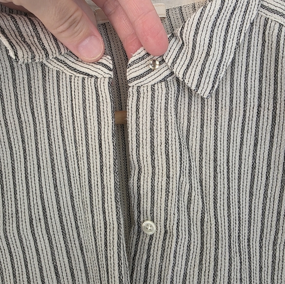 Sessun black and cream colored subtle striped shirt, Size Medium - Picture 3 of 10